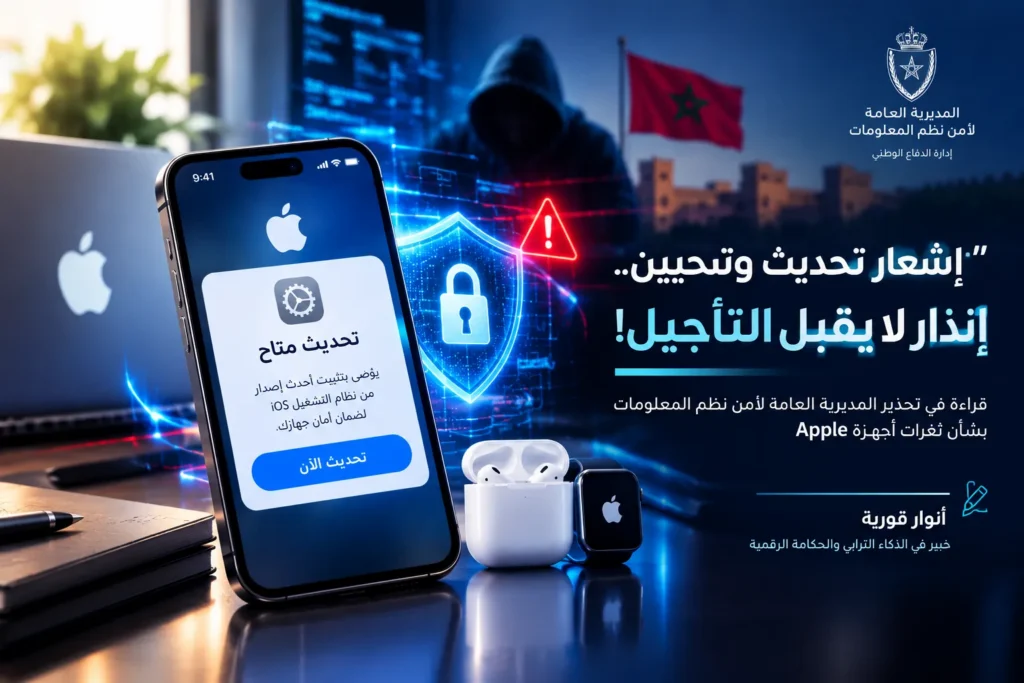 أنوار يكتب: إشعار تحديث وتحيين… إنذار لا يقبل التأجيل! قراءة في تحذير المديرية العامة لأمن نظم المعلومات بشأن ثغرات أجهزة Apple